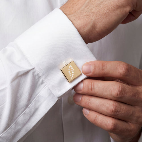 Lightning Bolt Square Cufflinks | Gold-Plated Square Cufflinks