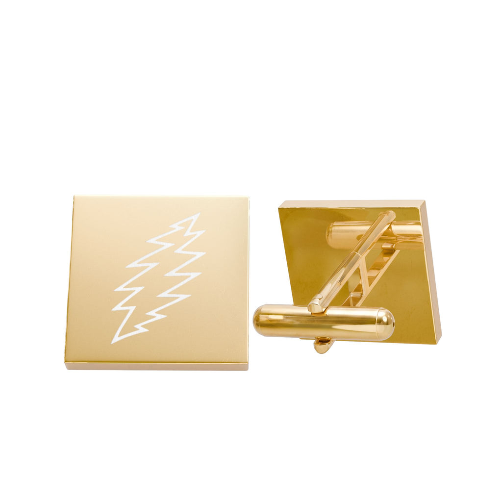 Lightning Bolt Square Cufflinks | Gold-Plated Square Cufflinks